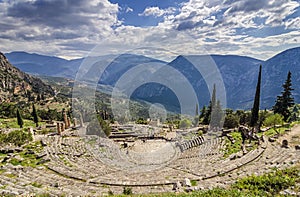 Delphi, Phocis / Greece. Ancient Theater of Delphi.