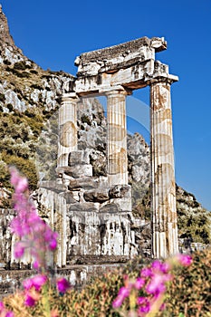 Delphi with ruins of the Temple in Greece