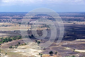 Aerial view of burned land photo
