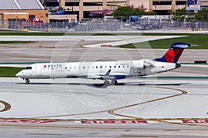 Delta Connection SkyWest Airlines Bombardier CRJ-700 airplane at Chicago Midway Airport in the United States
