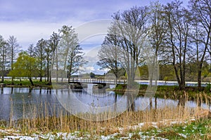 Delta of Dalalven river in southern norrland. Spring in Sweden. Scandinavia