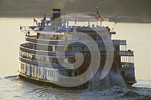 The Delta Queen, a relic of the steamboat era of the 19th century, still rolls down the Mississippi River