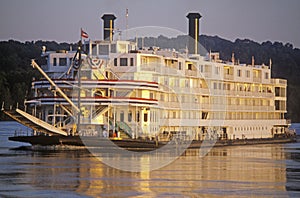 The Delta Queen, a relic of the steamboat era of the 19th century, still rolls down the Mississippi River