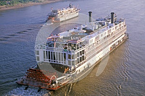 The Delta Queen, a relic of the steamboat era of the 19th century, still rolls down the Mississippi River