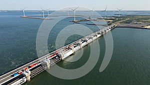 Delta works in The Netherlands, Neeltje Jans Oosterscheldekering in Zeeland, Walcheren.