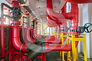 Deluge valve system of firefighting system for emergency of fire case in offshore oil and gas central processing platform.