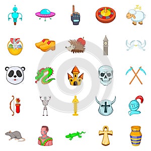 Delusion icons set, cartoon style