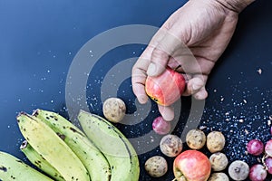 Deluxe food background. Food photography different fruits. Copy