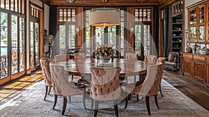 Deluxe rustic round dining table