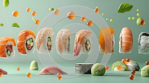 Deluxe sushi platter presentation for advertisement concept