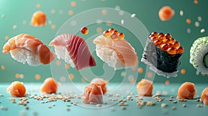 Deluxe sushi platter presentation for advertisement concept