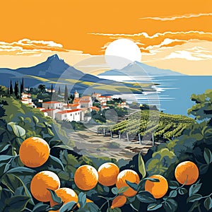 Sicilian Essence: Etna, Citrus & Seaside in Abstract Hues