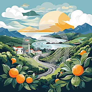 Sicilian Essence: Etna, Citrus & Seaside in Abstract Hues