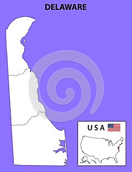 Delware map. Delware in USA. District map