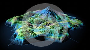DEM digital elevation model. GIS lidar product made after proccesing aerial pictures taken from a drone by mapping photo