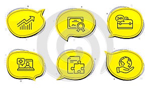 Demand curve, Medical help and 24h service icons set. Strategy sign. Vector