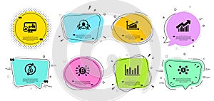 Demand curve, Money exchange and Candlestick chart icons set. Vector