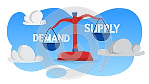 Demand and supply on the scales illustration.