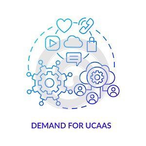 Demand for UCaaS blue gradient concept icon