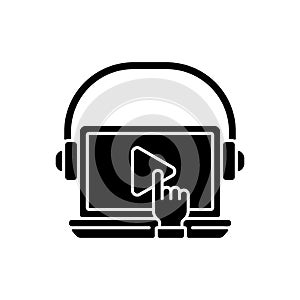 On-demand webinar black glyph icon