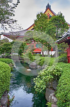 Demboin garden with a pond adjacent to the Senso-ji temple in Asakusa. Tokyo. Japan photo