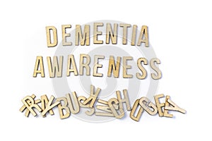Dementia awareness concept, word spelled out in wooden letters photo
