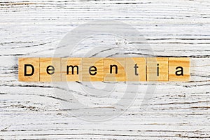 Dementia word made with wooden blocks concept