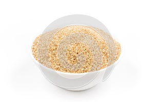 Demerara sugar in a white bowl