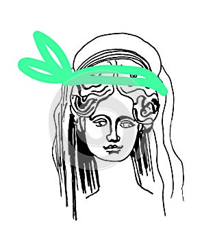 Demeter vector marble head. Work of art of ancient Greece era