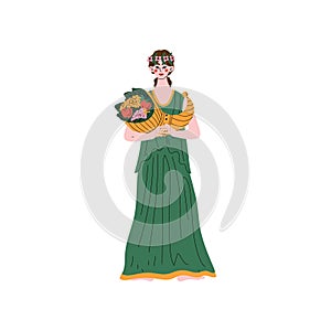 Demetra Olympian Greek Goddess, Ancient Greece Mythology Hero Vector Illustration