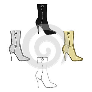 Demi tall womens boots high heel.Different shoes single icon in cartoon,black style vector symbol stock illustration.