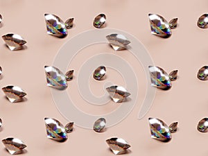 3Demian seamless pattern diamonds on beige background photo