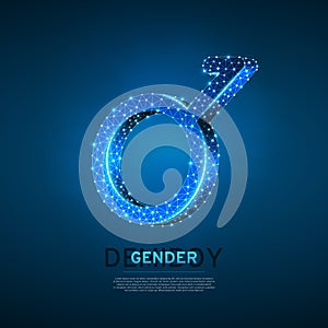 Demiboy symbol. Wireframe digital 3d illustration. Low poly, non-binary sexuality Abstract Vector polygonal neon LGBT