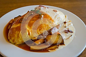 Demiglace and cream sauces omurice