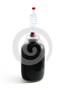 Demijohn with red wine