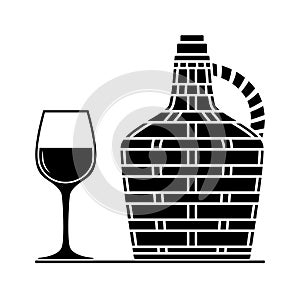 Demijohn and wine glass