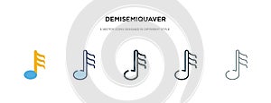 Demisemiquaver icon in different style vector illustration. two colored and black demisemiquaver vector icons designed in filled,