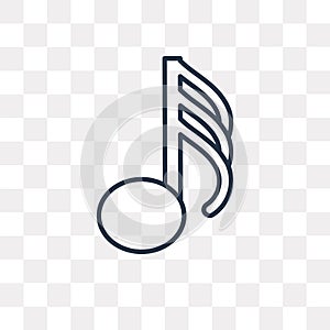 Demisemiquaver vector icon isolated on transparent background, l