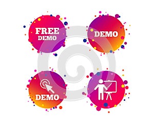 Demo with cursor icon. Presentation billboard. Vector