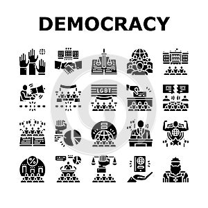 Democracy Government Politic Icons Set Vector