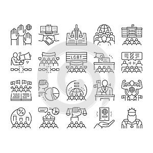 Democracy Government Politic Icons Set Vector .