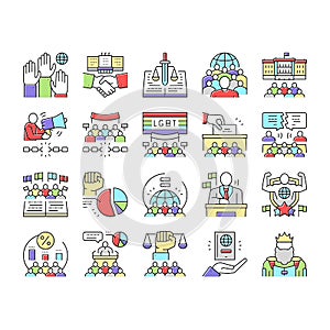 Democracy Government Politic Icons Set Vector . photo