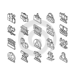 Democracy Government Politic isometric icons set vector