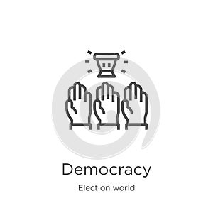 democracy icon vector from election world collection. Thin line democracy outline icon vector illustration. Outline, thin line