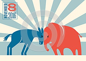 Democrat donkey and republican elephant