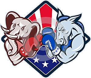 Democrat Donkey Republican Elephant Mascot Boxing