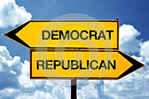 Democrat or republican, opposite signs photo