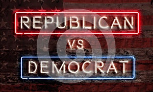 Democrat Versus Republican Political Neon Sign Artwork Election Vote Debate America Democracy