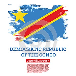 Democratic Republic of the Congo Flag with Brush Strokes. Independence Day