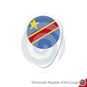 Democratic Republic of the Congo flag location map pin icon on w